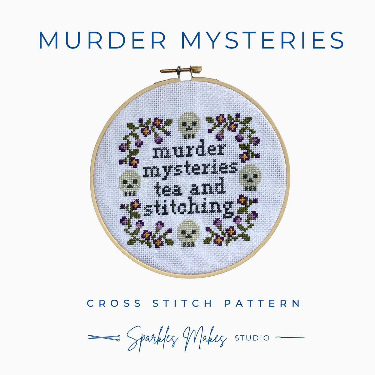 Murder Mysteries, Tea & Stitching Cross Stitch Pattern PDF Download