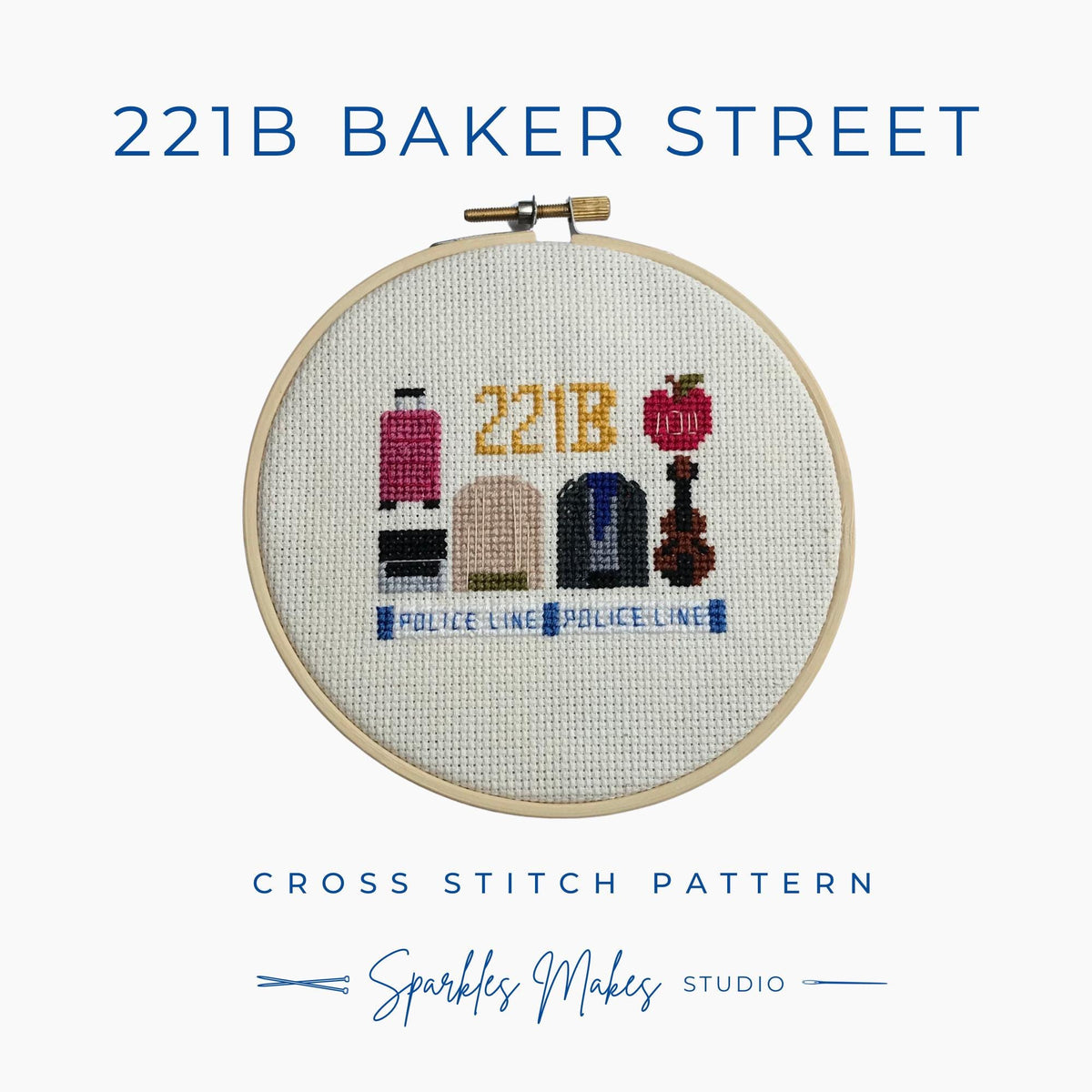 221B Baker Street Sherlock Holmes John Watson Inspired Cross Stitch Pattern PDF