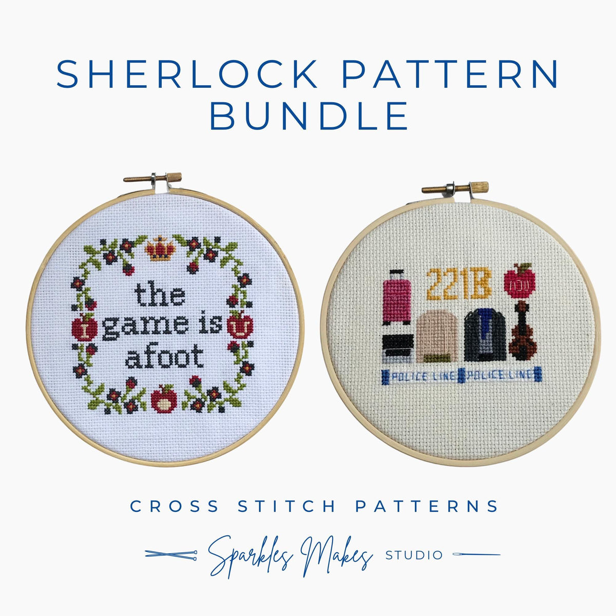 Sherlock Holmes 221B Inspired Cross Stitch Pattern Bundle PDF Download