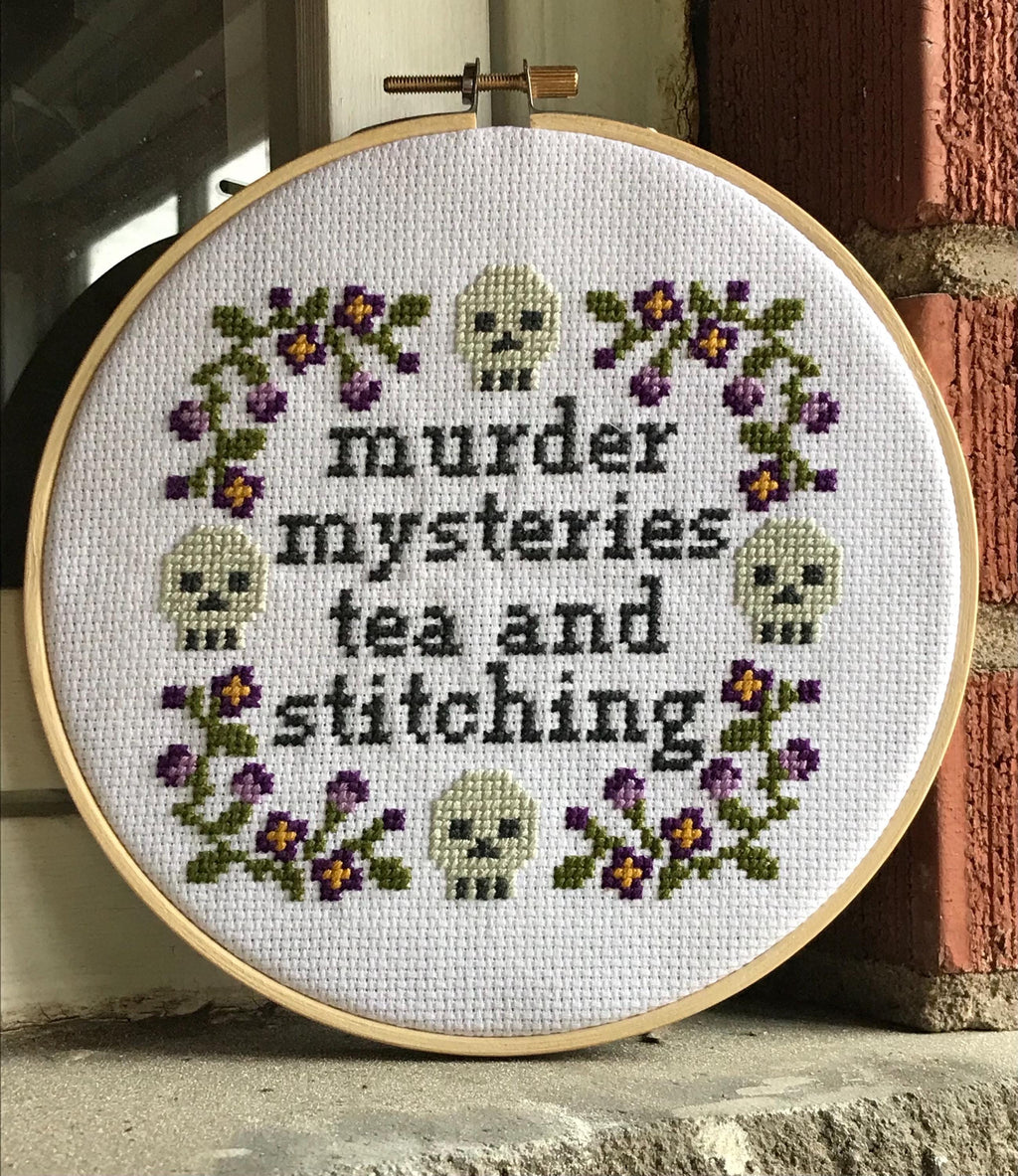 Murder Mysteries, Tea & Stitching Cross Stitch Pattern PDF Download