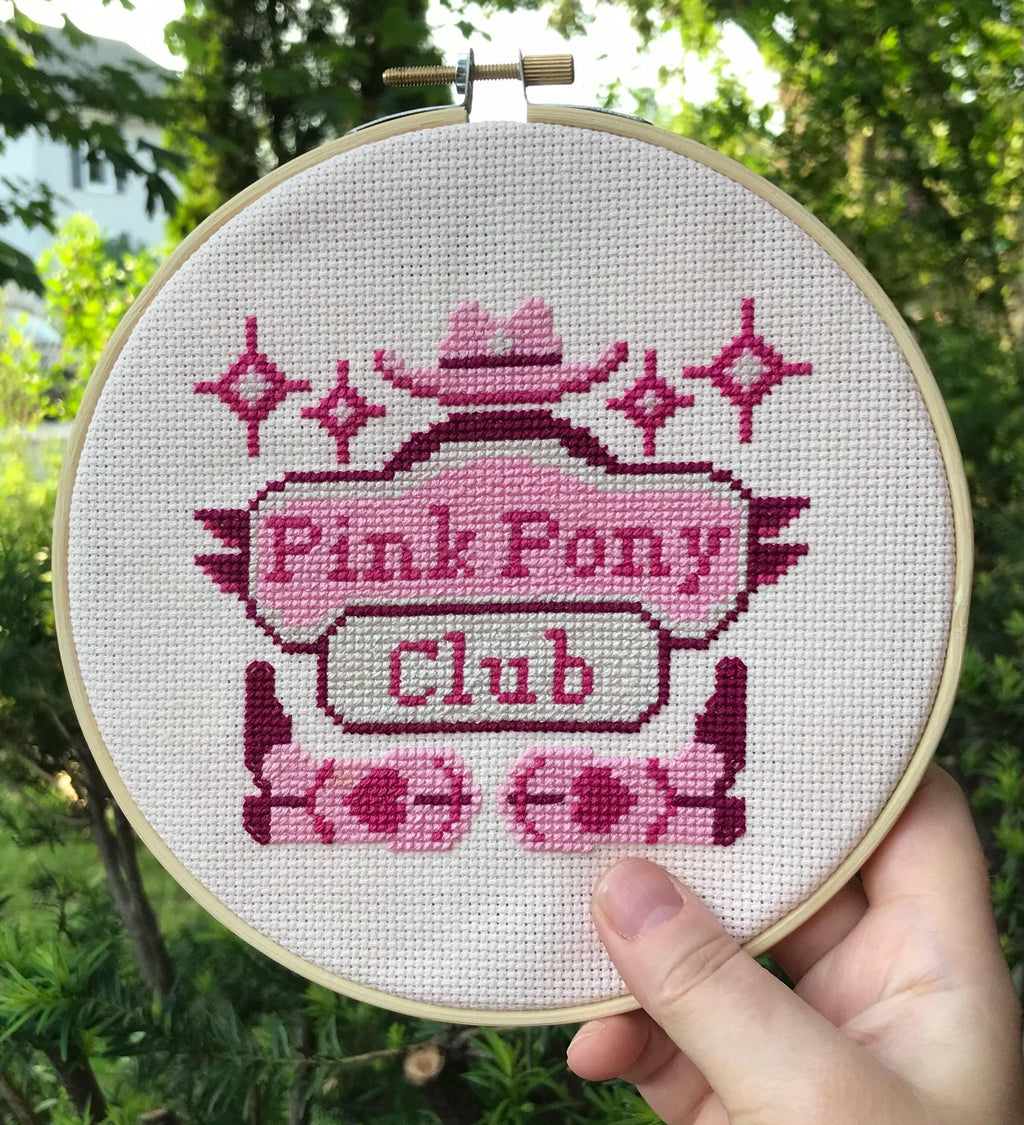 Pink Pony Club Chappell Roan Inspired Cross Stitch Pattern PDF