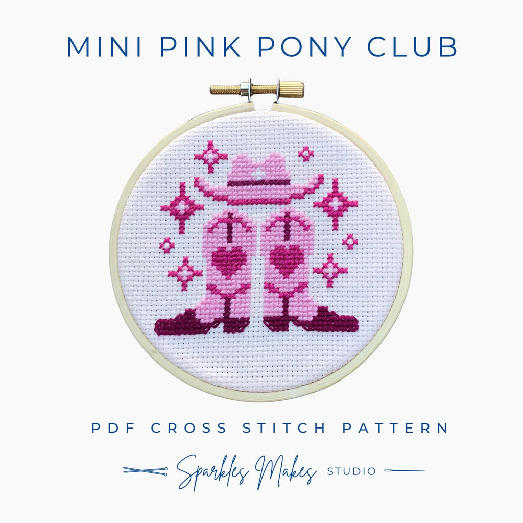 Mini Pink Pony Club Chappell Roan Inspired Cross Stitch Pattern PDF