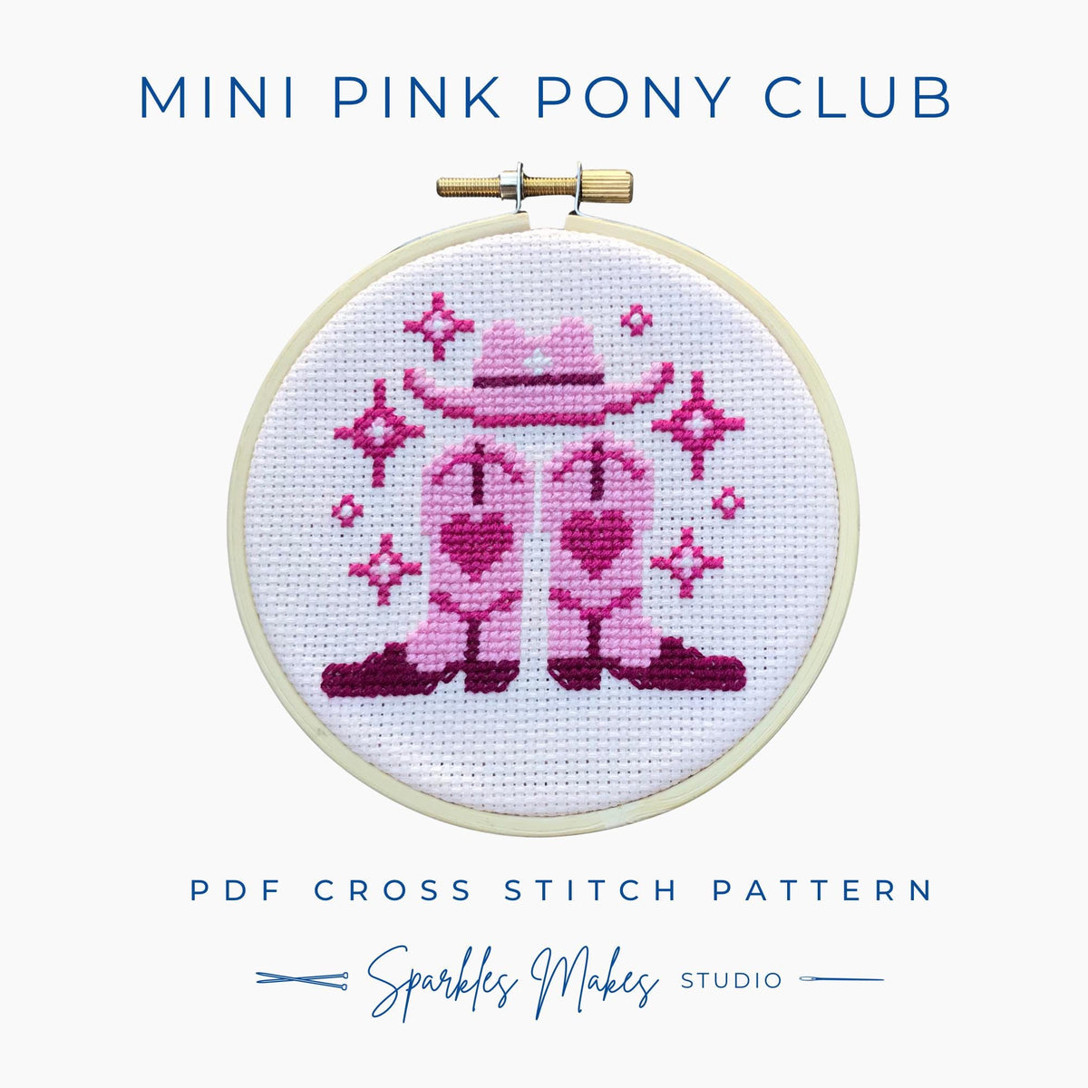 Mini Pink Pony Club Chappell Roan Inspired Cross Stitch Pattern PDF