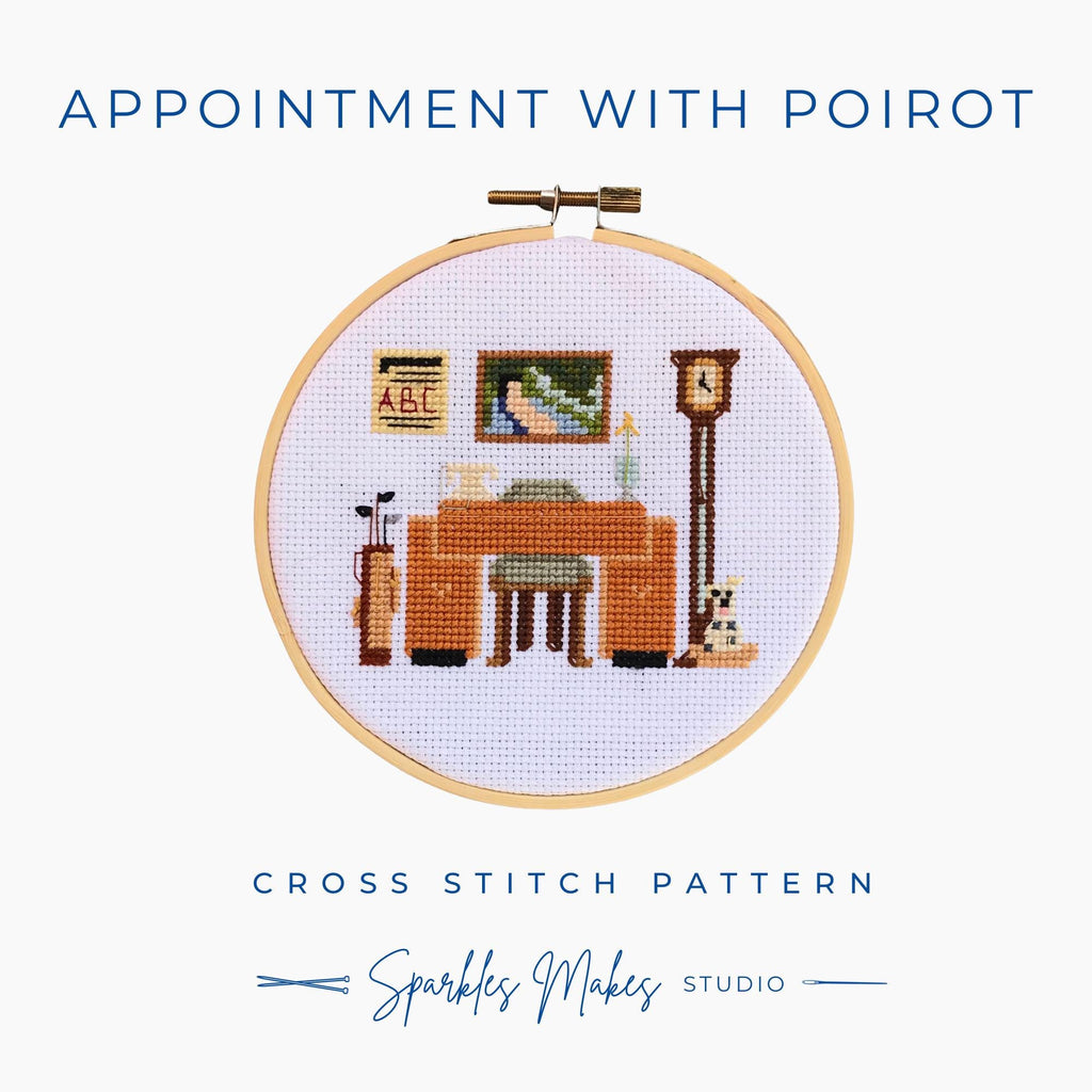 Appointment with Poirot Agatha Christie Inspired Cross Stitch Pattern PDF Download