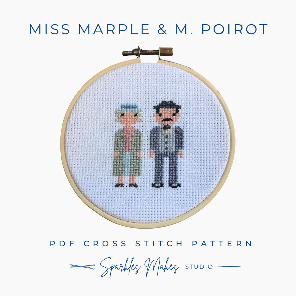 Miss Marple & M. Poirot Agatha Christie Inspired Cross Stitch Pattern PDF Download