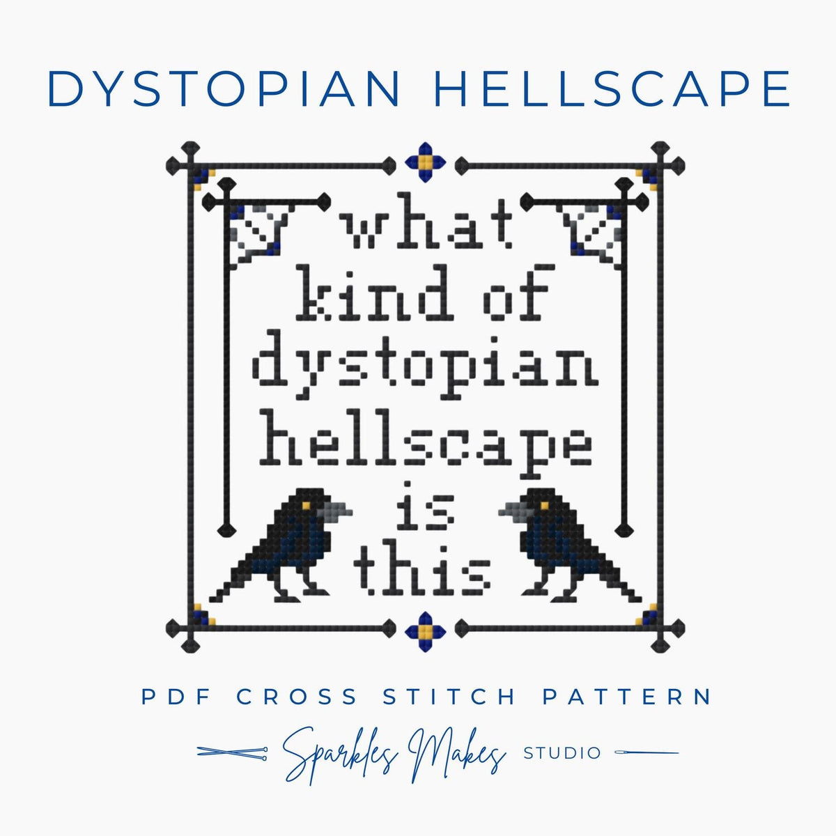 Dystopian Hellscape Wednesday Inspired Cross Stitch Pattern PDF Download