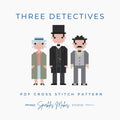 Three Detectives Agatha Christie Sherlock Holmes Inspired Cross Stitch Pattern PDF Download