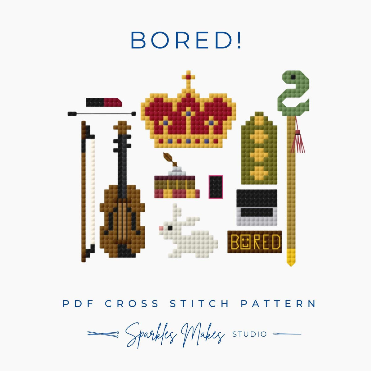 Bored! Sherlock Holmes Inspired Cross Stitch Pattern PDF Download
