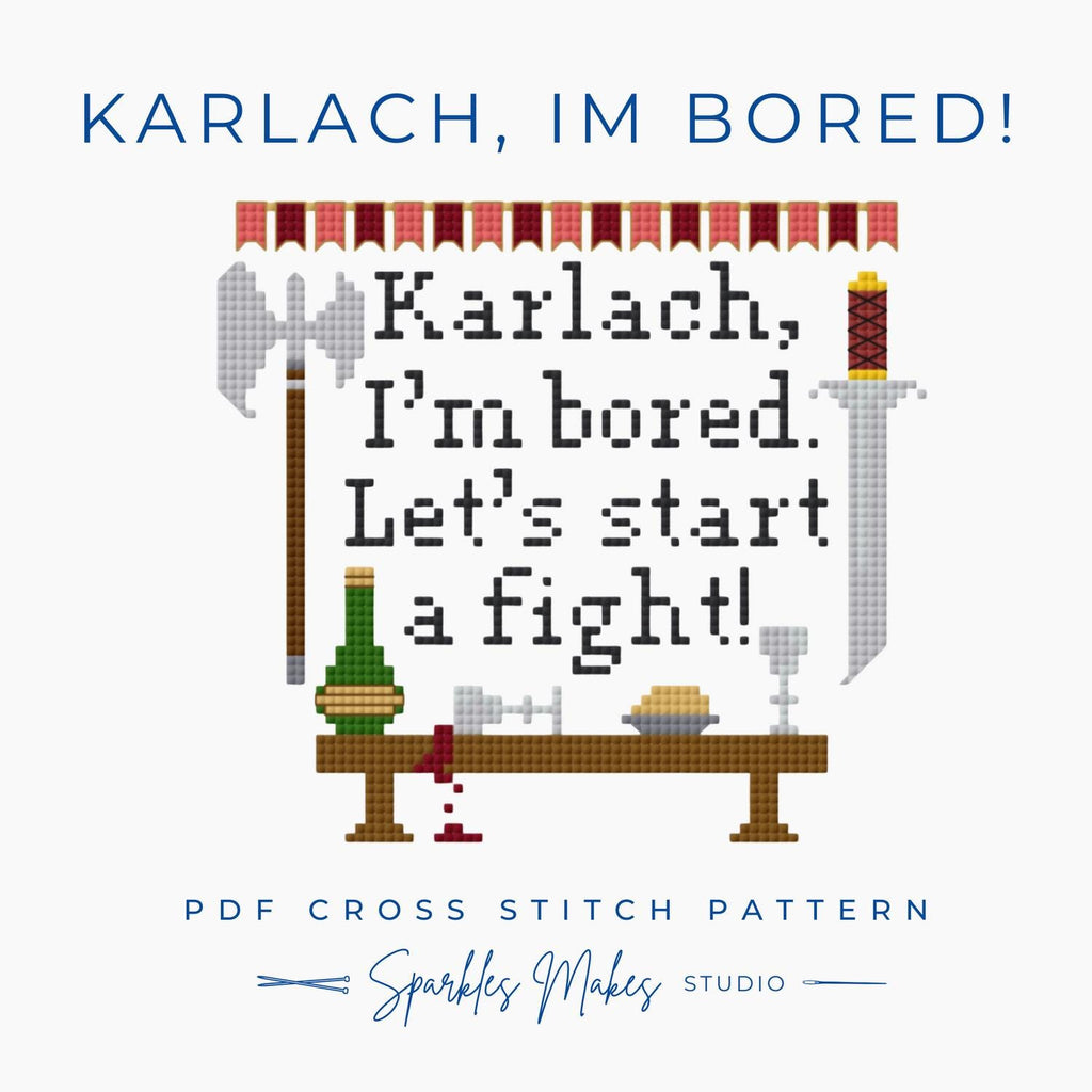 Karlach, I’m Bored! Astarion BG3 Inspired Cross Stitch Pattern PDF Download