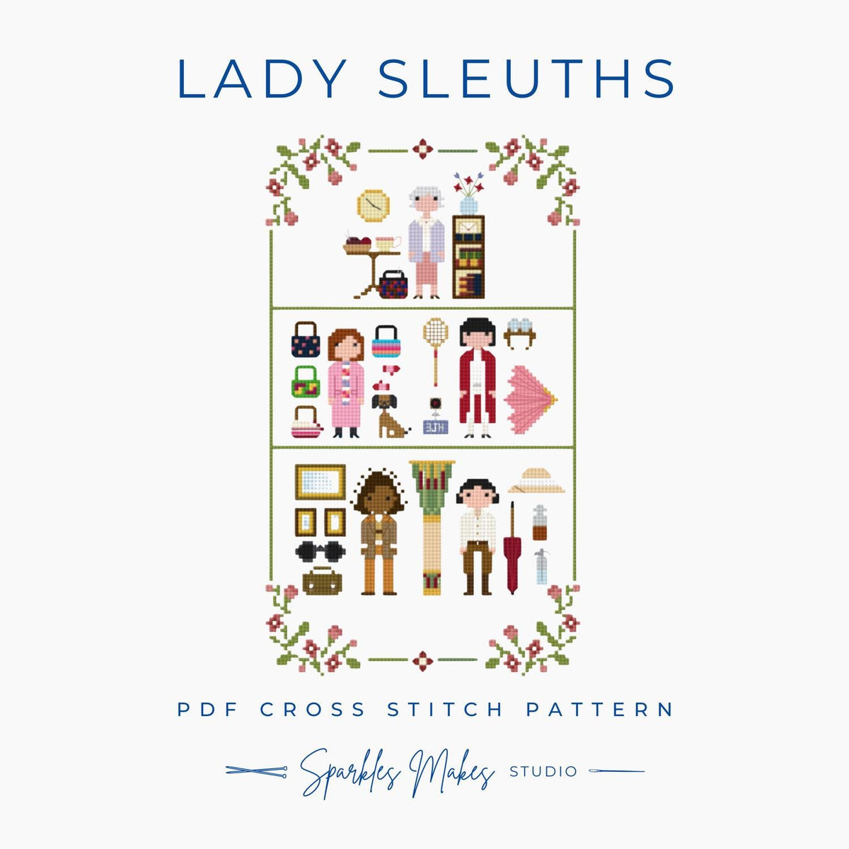 Lady Sleuths Murder Mystery Inspired Sampler Cross Stitch Pattern PDF Download