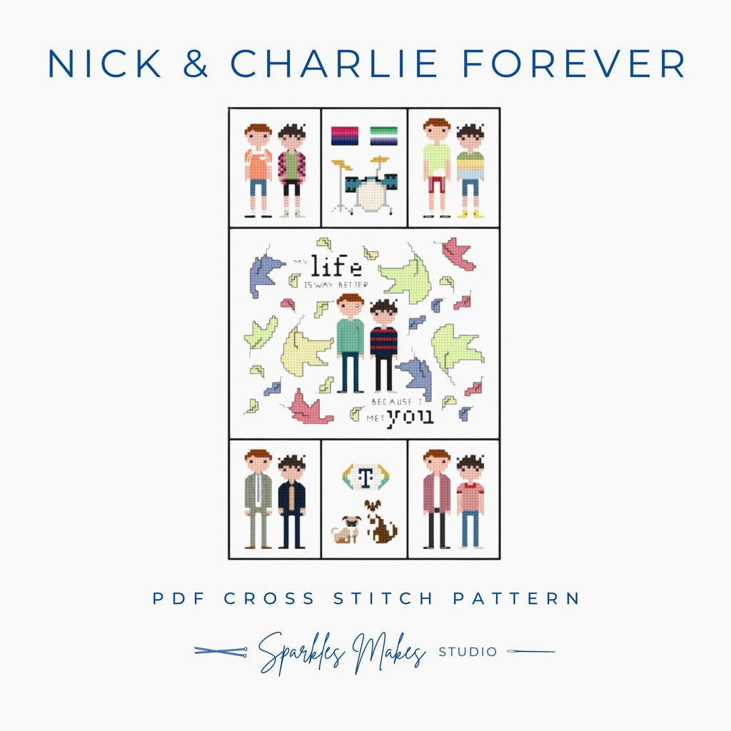 Nick & Charlie Forever Heartstopper Inspired Cross Stitch Pattern PDF Download