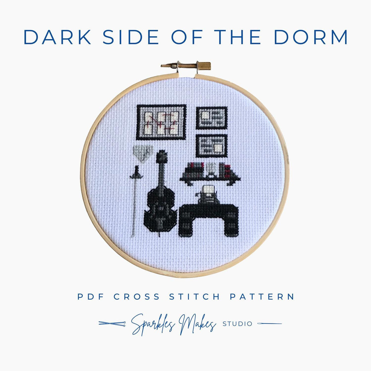 Dark Side of the Dorm Wednesday Inspired Cross Stitch Pattern PDF Download