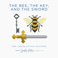 The Bee, the Key, and the Sword Starless Sea Inspired Cross Stitch Pattern PDF