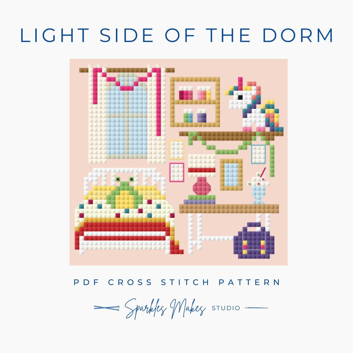 Light Side of the Dorm Enid Wednesday Inspired Cross Stitch Pattern PDF Download
