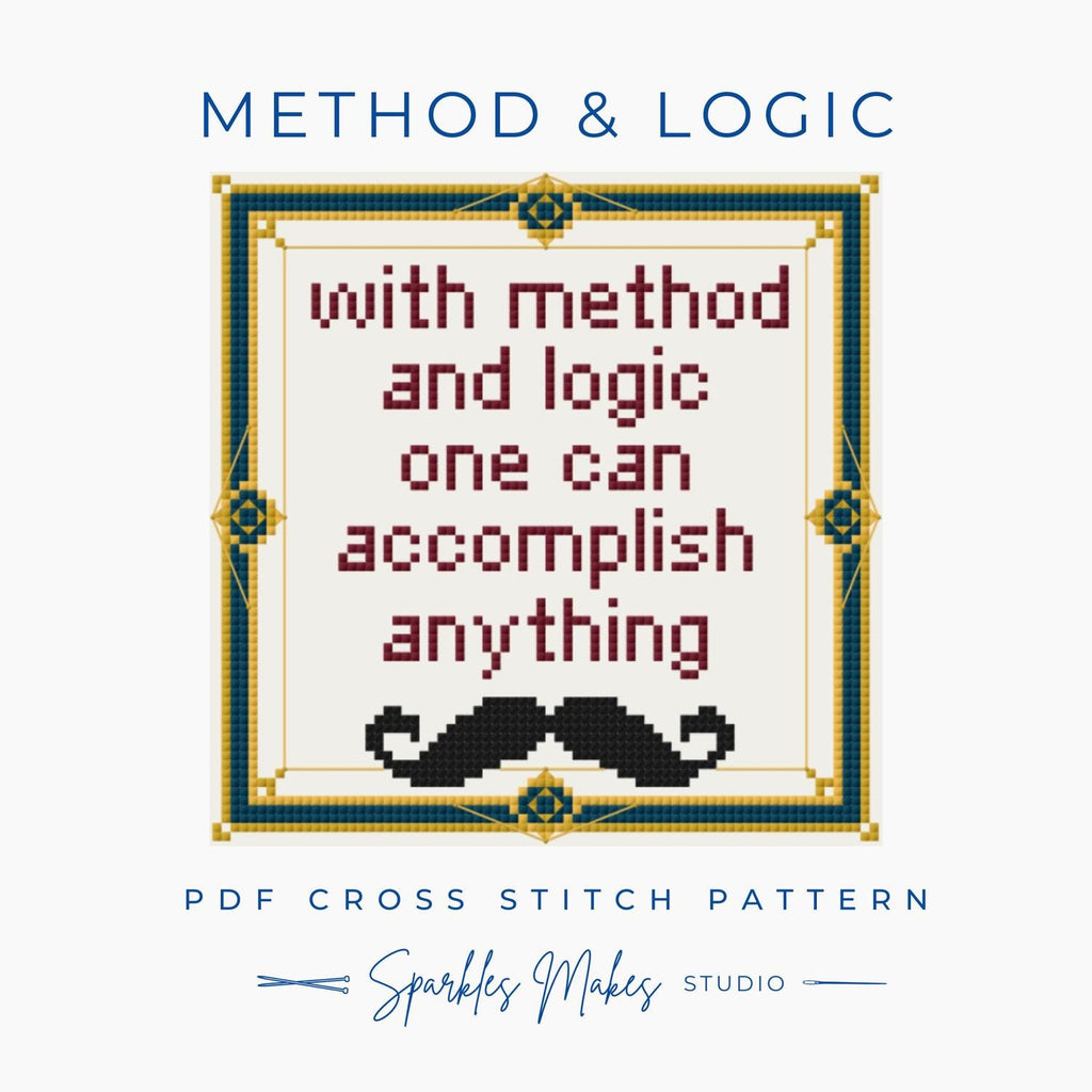 Method & Logic Hercule Poirot Agatha Christie Inspired Cross Stitch Pattern PDF