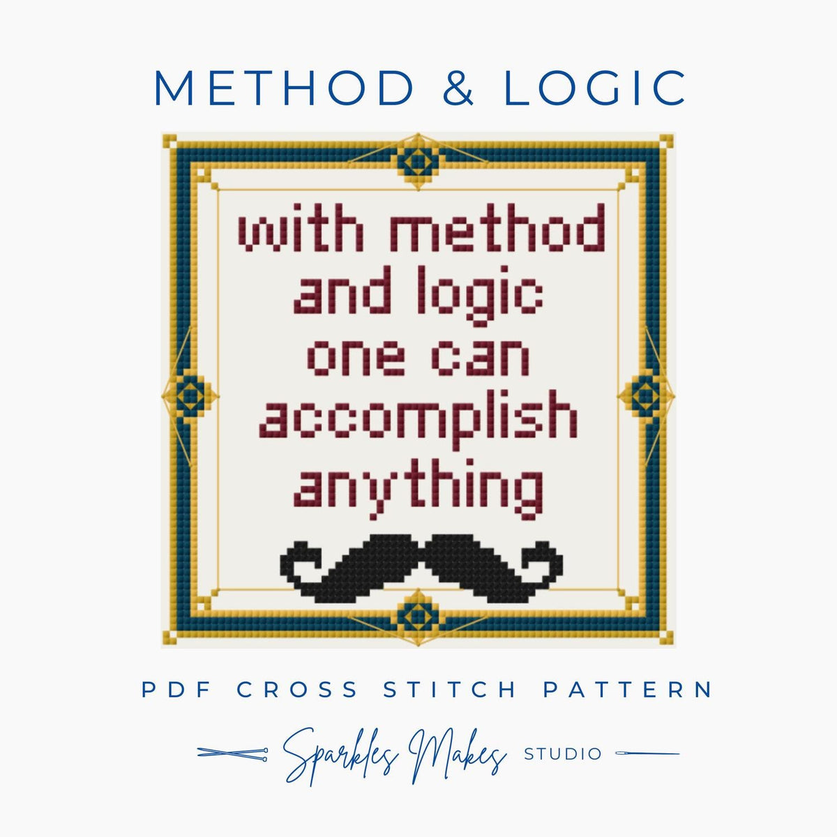 Method & Logic Hercule Poirot Agatha Christie Inspired Cross Stitch Pattern PDF