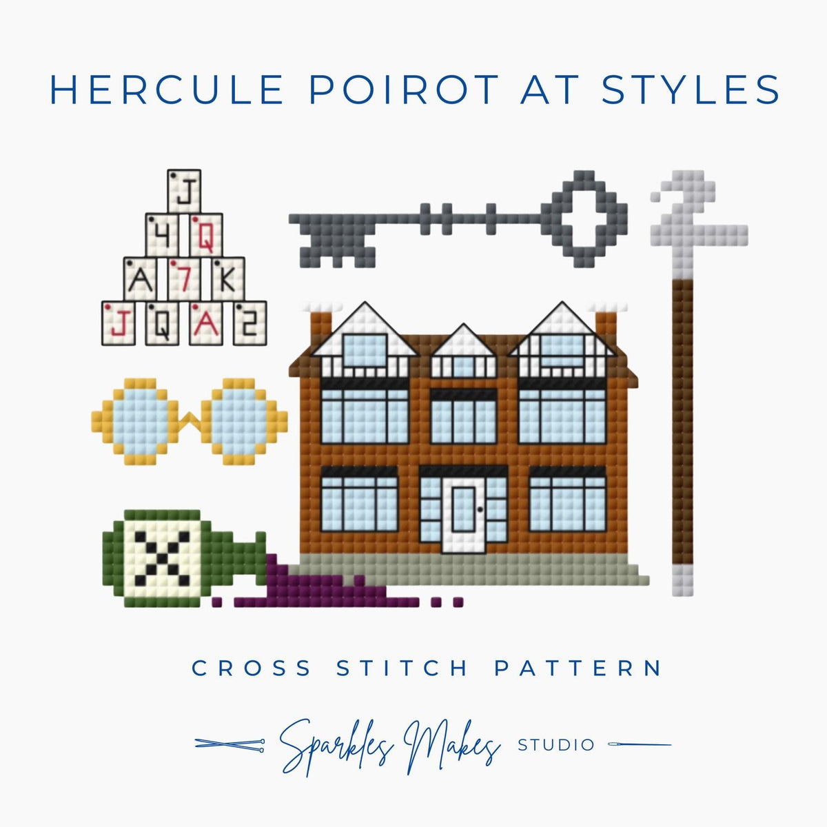 Hercule Poirot at Styles Agatha Christie Inspired Cross Stitch Pattern PDF Download