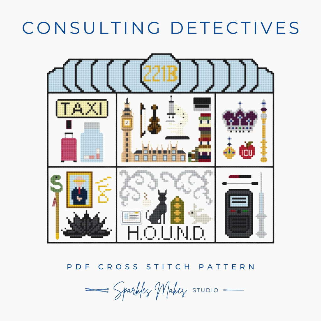 Consulting Detectives Sherlock Holmes Inspired Cross Stitch Pattern PDF Download
