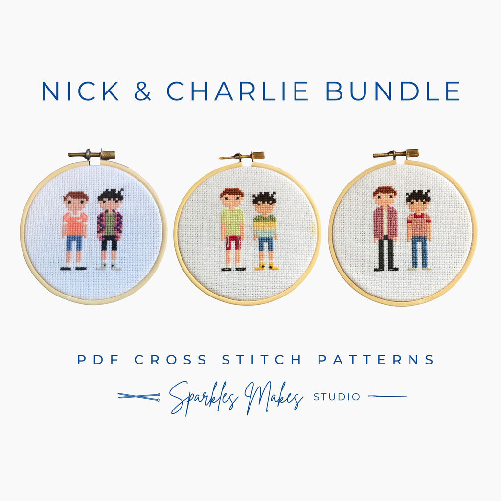 Nick & Charlie Heartstopper Inspired Cross Stitch Pattern Bundle PDF Download
