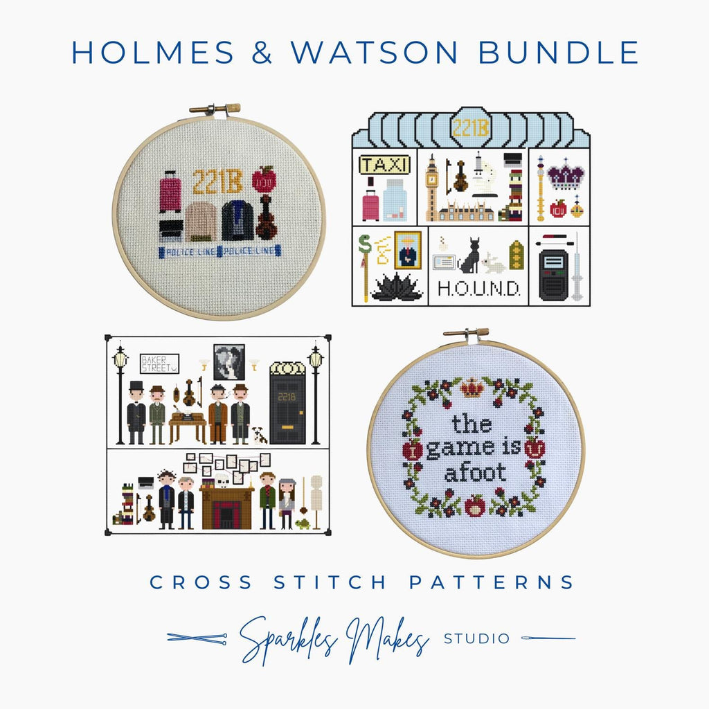 Holmes & Watson Inspired Cross Stitch Pattern Bundle PDF Download