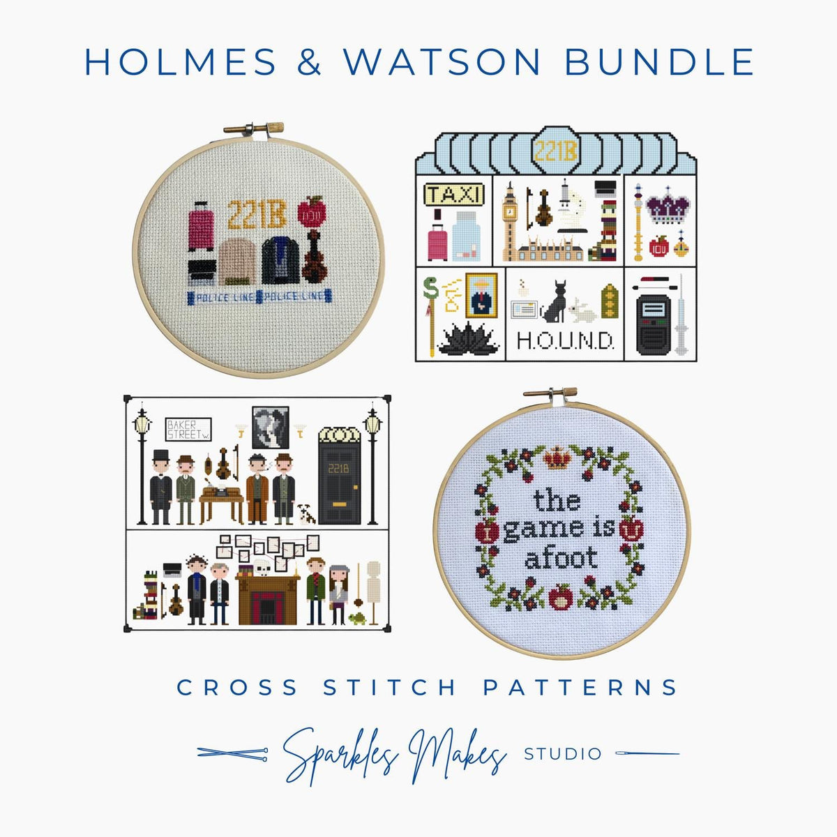 Holmes & Watson Inspired Cross Stitch Pattern Bundle PDF Download