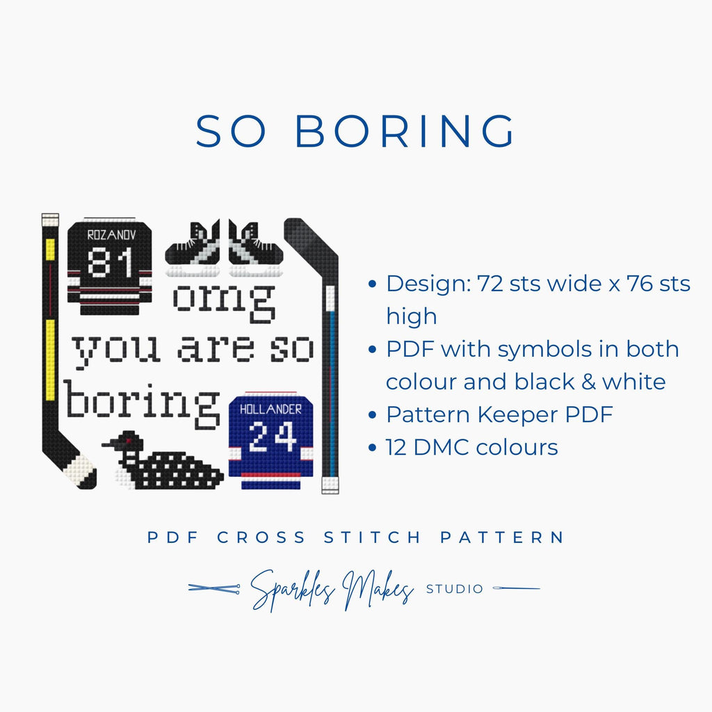 You Are So Boring Hollanov Heated Rivalry Inspired Quote Cross Stitch Pattern PDF