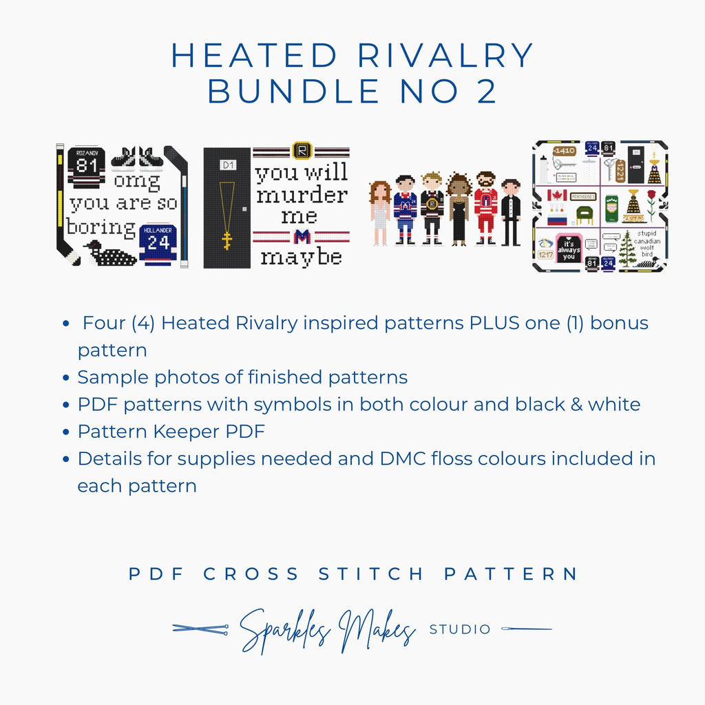 Heated Rivalry Inspired Cross Stitch Pattern Bundle No. 2 PDF Download