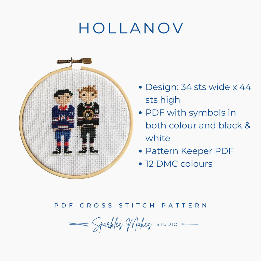 Hollonov Shane Hollander & Ilya Rosanov Heated Rivalry Inspired Cross Stitch Pattern PDF Download