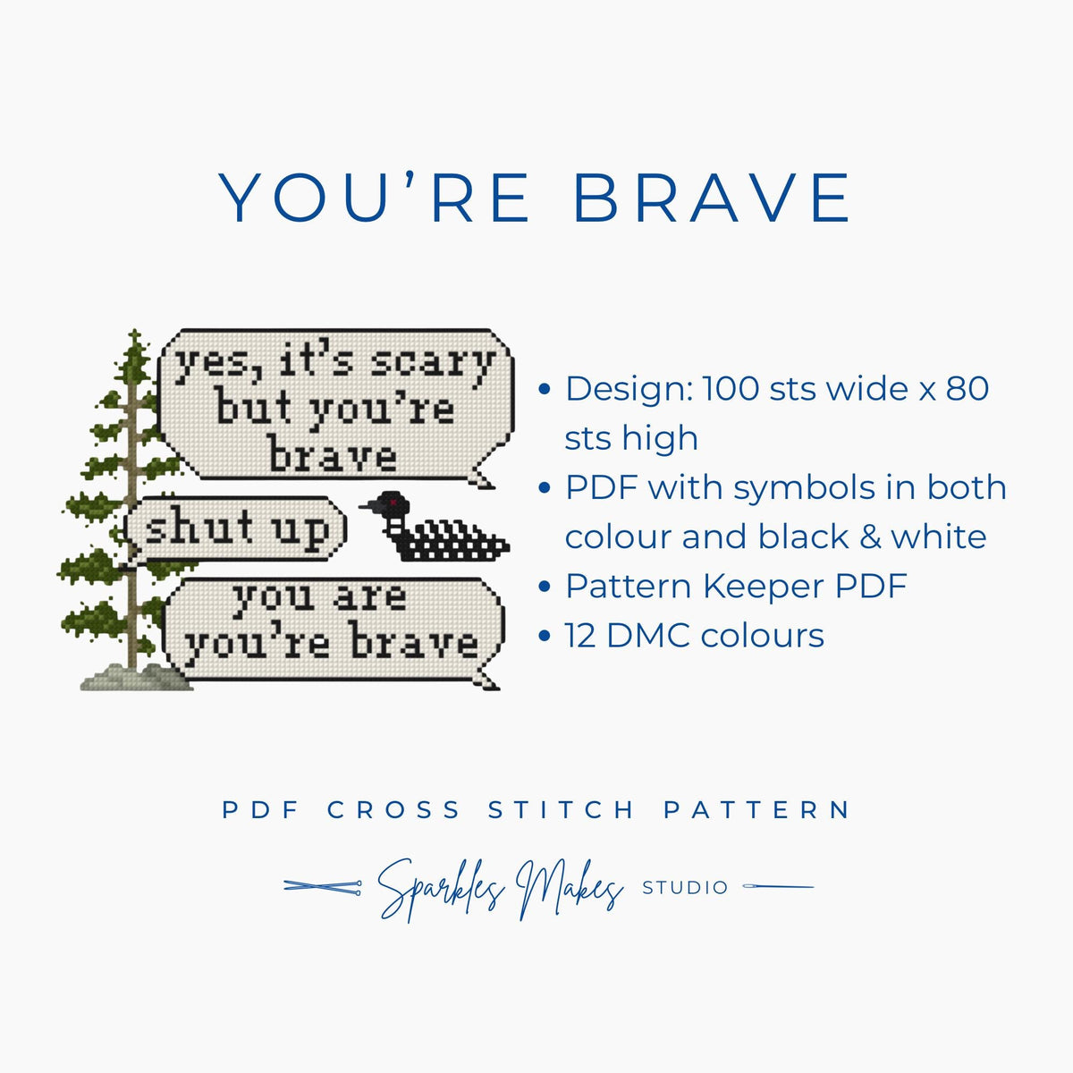 You’re Brave Hollanov Heated Rivalry Inspired Quote Cross Stitch Pattern PDF Download
