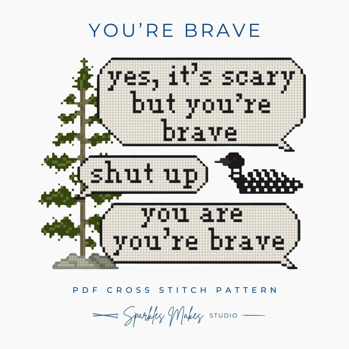 You’re Brave Hollanov Heated Rivalry Inspired Quote Cross Stitch Pattern PDF Download