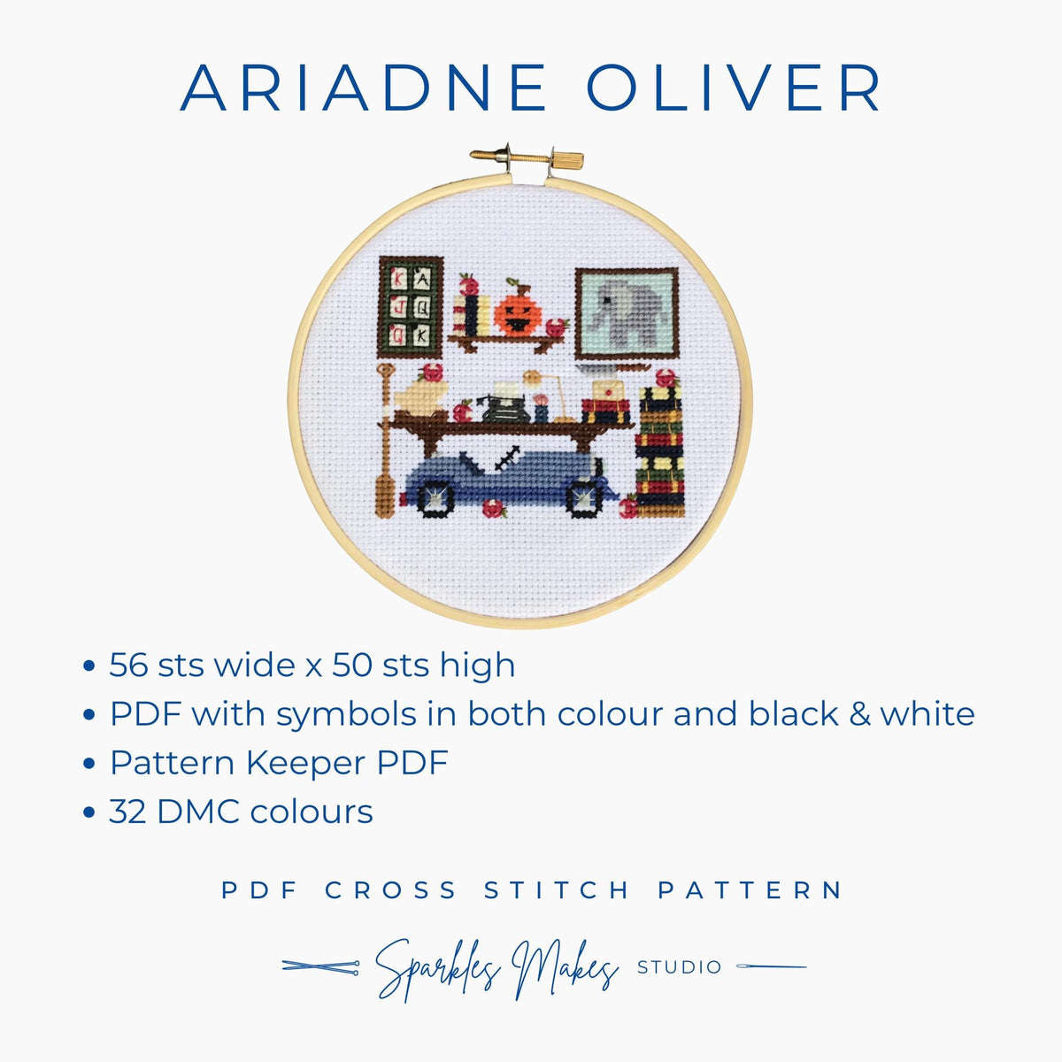 Ariadne Oliver Agatha Christie Inspired Cross Stitch Pattern PDF Download
