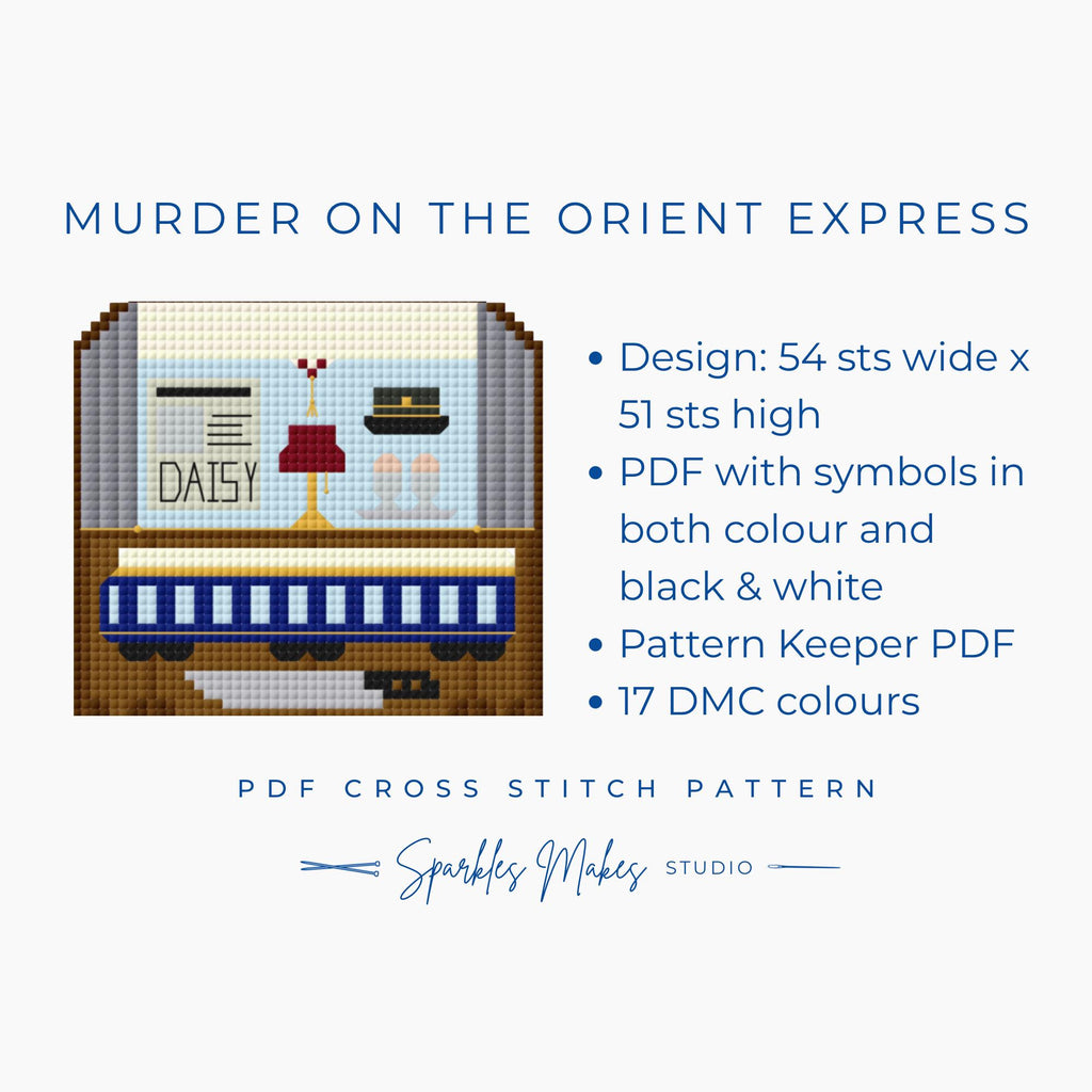 Murder on the Orient Express Hercule Poirot Agatha Christie Inspired Cross Stitch Pattern PDF Download