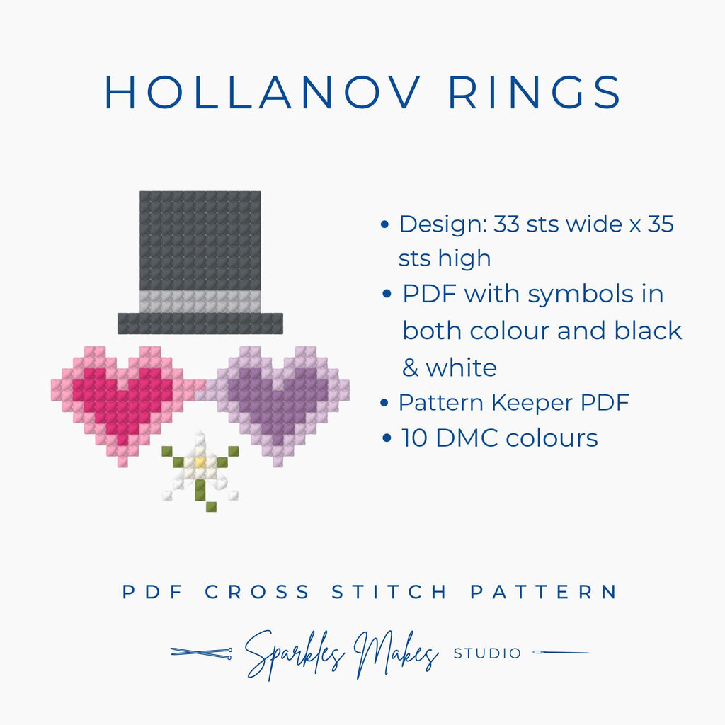 Hollonov Rings Shane Hollander & Ilya Rosanov Heated Rivalry Inspired Cross Stitch Pattern PDF Download