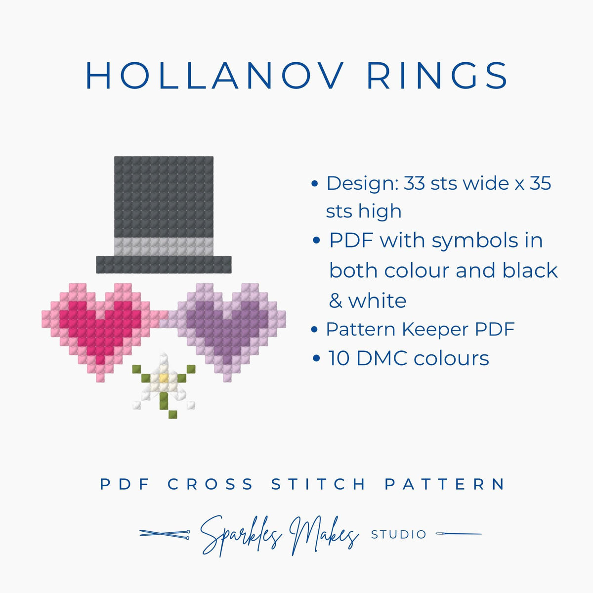 Hollonov Rings Shane Hollander & Ilya Rosanov Heated Rivalry Inspired Cross Stitch Pattern PDF Download