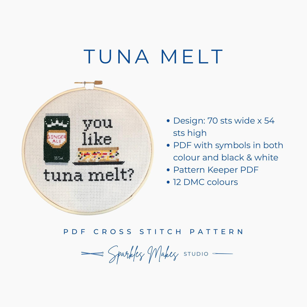 Tuna Melt Heated Rivalry Inspired Quote Cross Stitch Pattern PDF Download