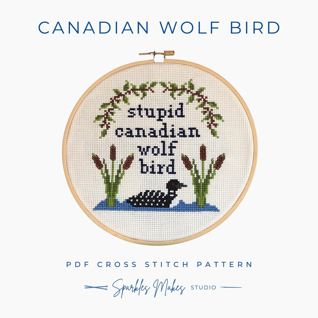 Stupid Canadian Wolf Bird Heated Rivalry Inspired Quote Cross Stitch Pattern PDF Download