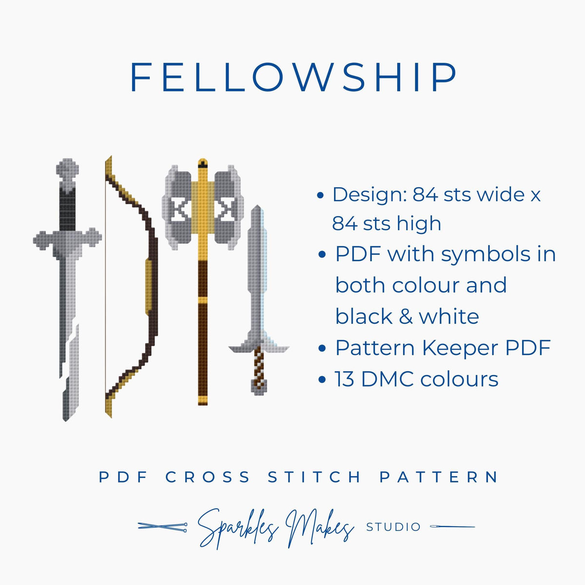 The Fellowship LOTR Lord of the Rings Inspired Cross Stitch Pattern PDF Download