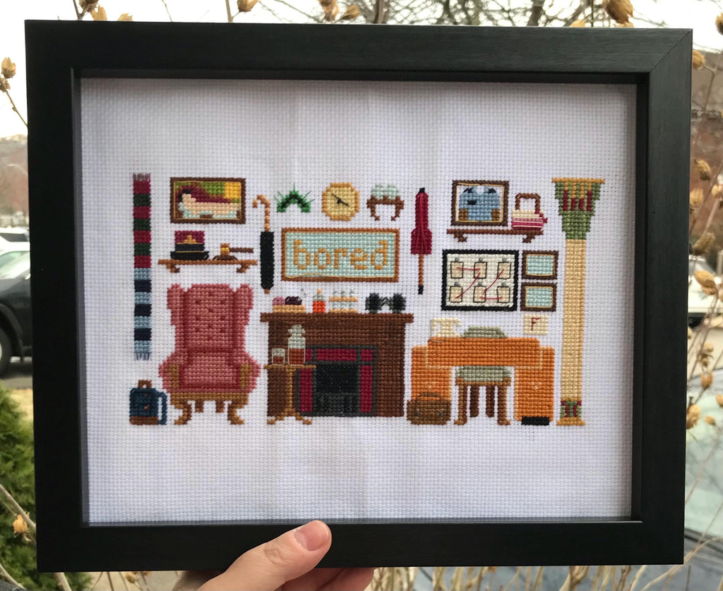 Detectives Parlour Murder Mystery Inspired Sampler Cross Stitch Pattern PDF Download