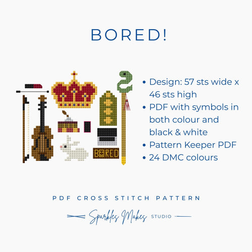 Bored! Sherlock Holmes Inspired Cross Stitch Pattern PDF Download