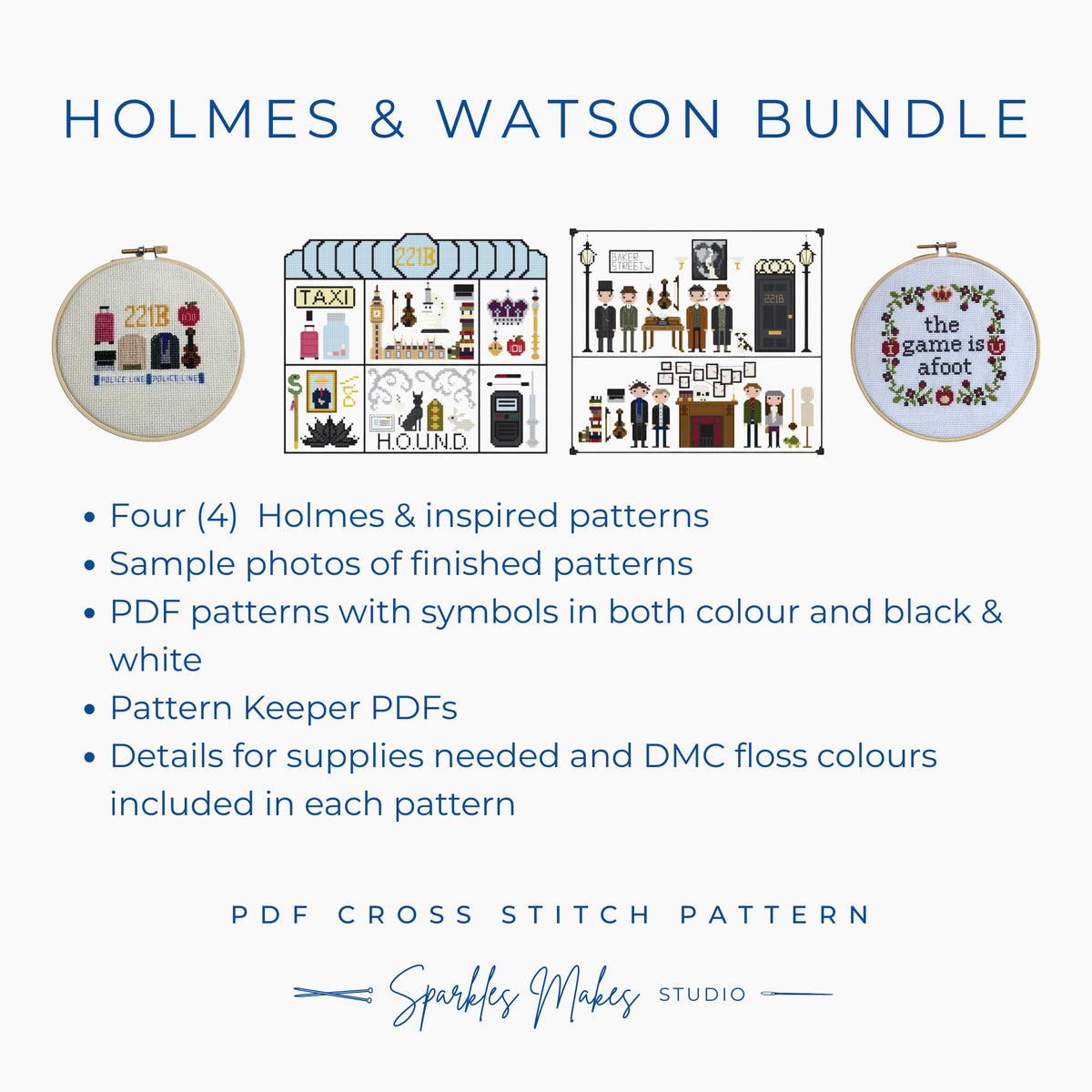 Holmes & Watson Inspired Cross Stitch Pattern Bundle PDF Download