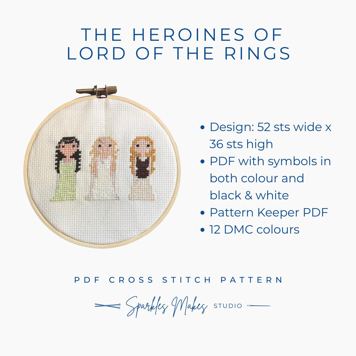 Heroines of LOTR Lord of the Rings Inspired Cross Stitch Pattern PDF Download