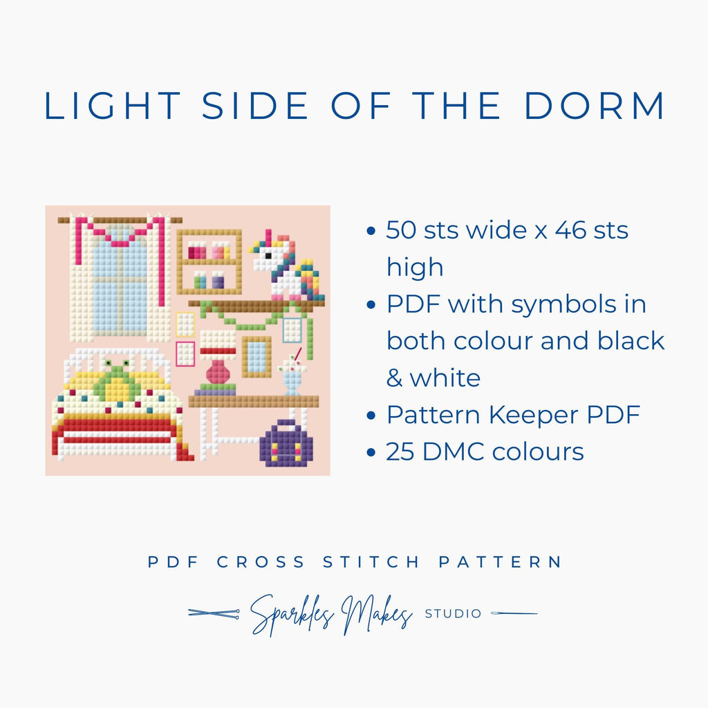 Light Side of the Dorm Enid Wednesday Inspired Cross Stitch Pattern PDF Download