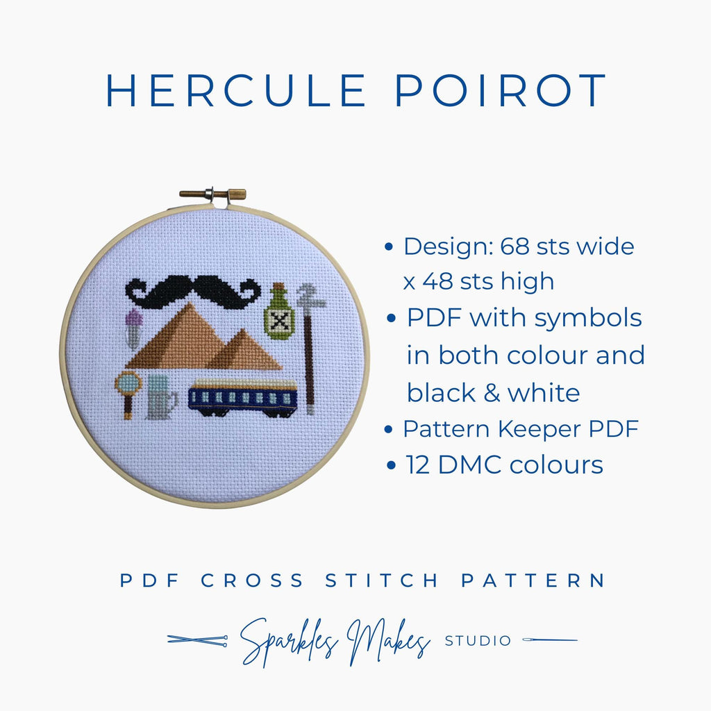 Hercule Poirot Agatha Christie Inspired Cross Stitch Pattern PDF Download