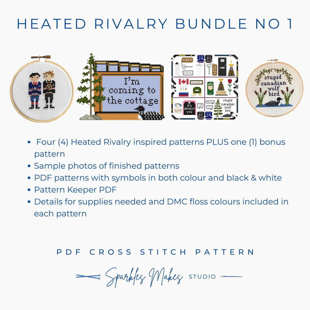 Heated Rivalry Shane Hollander & Ilya Rosanov Inspired Cross Stitch Pattern Bundle No. 1 PDF Download