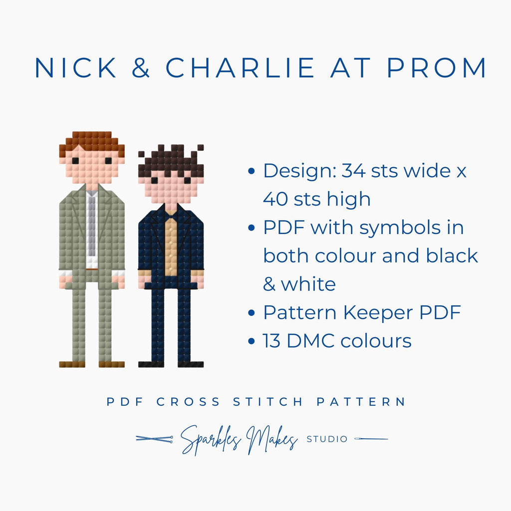 Nick & Charlie at Prom Heartstopper S2 Inspired Cross Stitch Pattern PDF Download