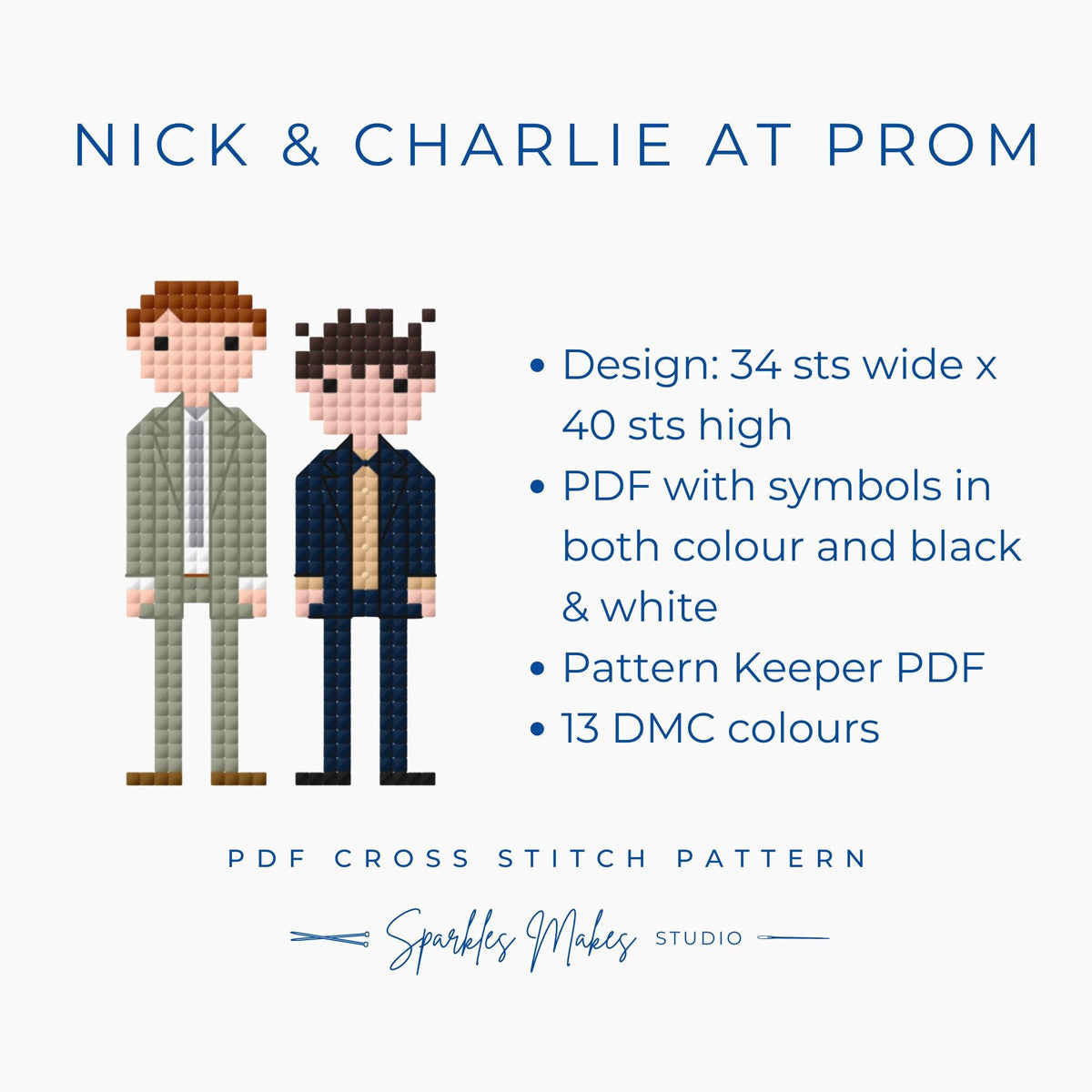 Nick & Charlie at Prom Heartstopper S2 Inspired Cross Stitch Pattern PDF Download