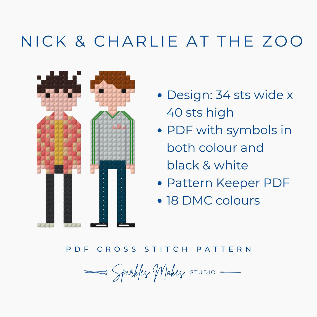 Nick & Charlie at the Zoo Heartstopper S3 Inspired Cross Stitch Pattern PDF Download