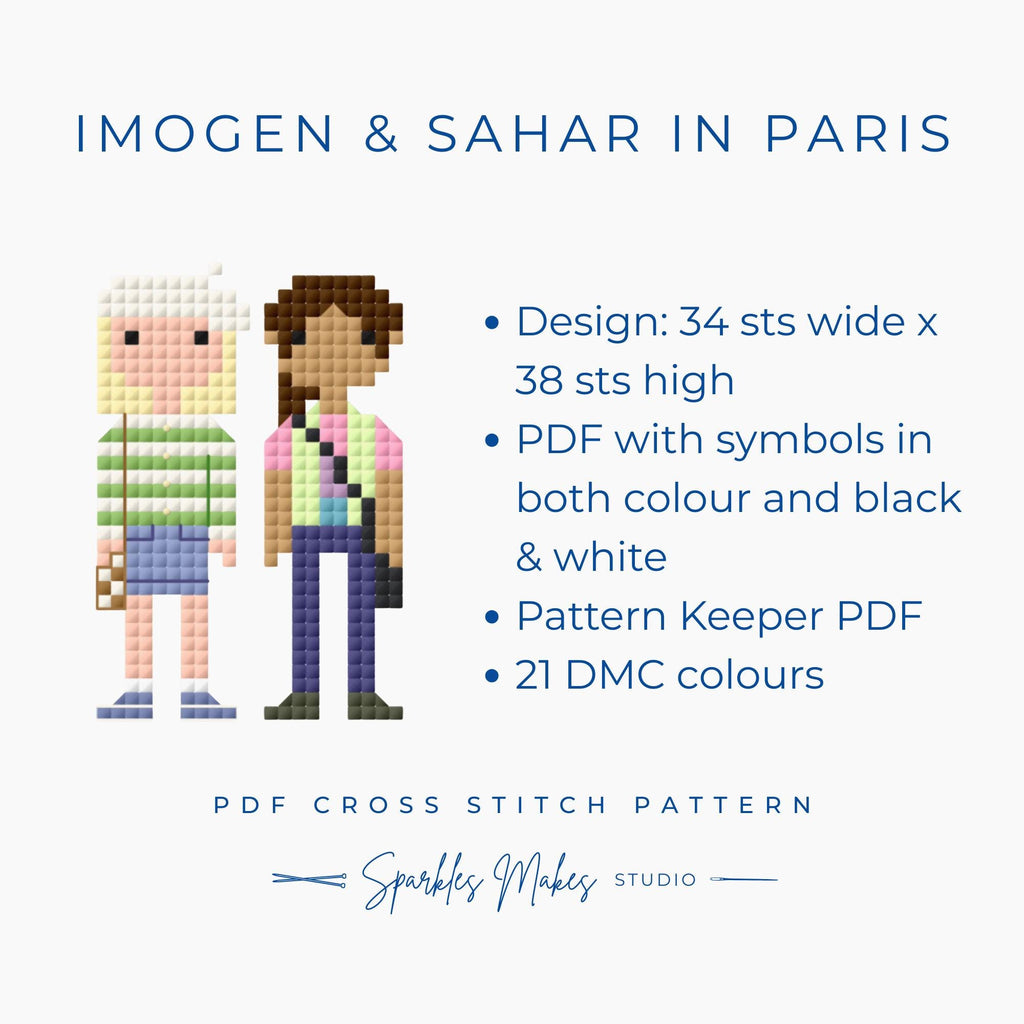 Imogen & Sahar in Paris Heartstopper S2 Inspired Cross Stitch Pattern PDF Download