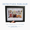 Detectives Parlour Murder Mystery Inspired Sampler Cross Stitch Pattern PDF Download