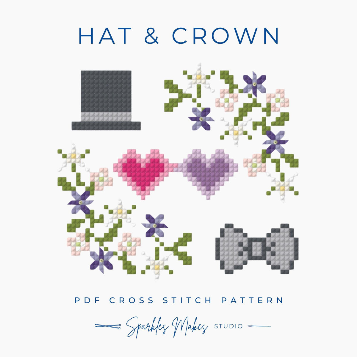 Hat & Flower Crown Hollanov Heated Rivalry Inspired Cross Stitch Pattern PDF Download